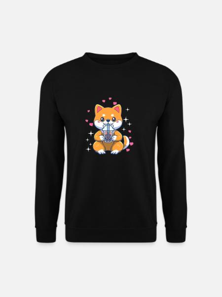 Kawaii Welpe Baby Hund Boba Tee Bubble Tea Girl - Unisex Pullover - Schwarz