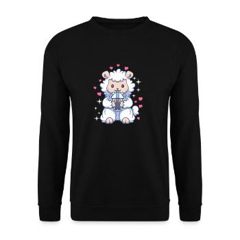 Kawaii Alpaka Baby Schaf Boba Bubble Tea Girl Anim - Unisex Sweatshirt - black - Front - Alina (178cm) & Michal (187cm)