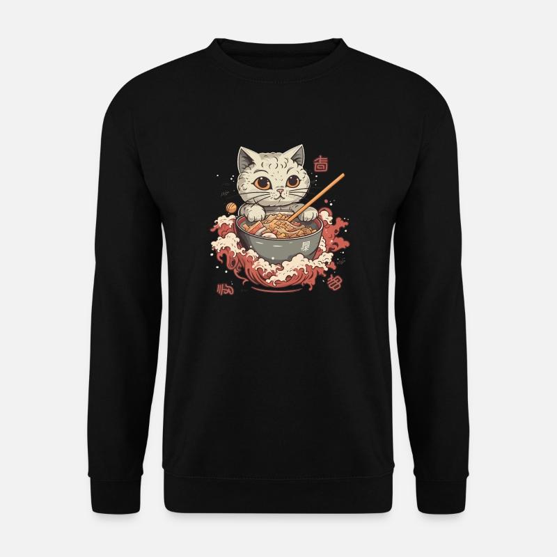 Cat Kitten Cat Japanese Ramen Cat - Unisex Sweatshirt - black
