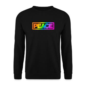 Typo PEACE Rainbowcolours - Unisex Pullover - Schwarz - Vorne - Alina (178cm) & Michal (187cm)