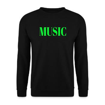 Rhythmische Notenbewegung auf Schwarz - Unisex Pullover - Schwarz - Vorne - Alina (178cm) & Michal (187cm)