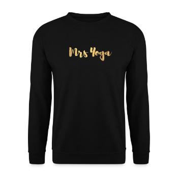 Mrs. Mrs. Yoga Fan Gold Exclusive Handwriting Pair - Unisex Sweatshirt - black - Front - Alina (178cm) & Michal (187cm)