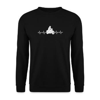 Motorrad EKG Herzschlag - Unisex Pullover - Schwarz - Vorne - Alina (178cm) & Michal (187cm)