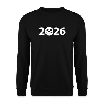 Totenkopf 2026 Halloween 2026 Jack-O-Lantern 2026 - Unisex Pullover - Schwarz - Vorne - Alina (178cm) & Michal (187cm)