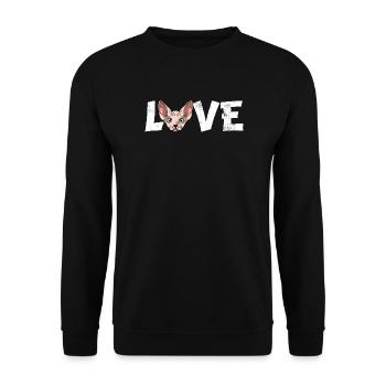 Sphynx Cat Love Haarlose Kätzchenkunst Katzenmama Papa - Unisex Pullover - Schwarz - Vorne - Alina (178cm) & Michal (187cm)