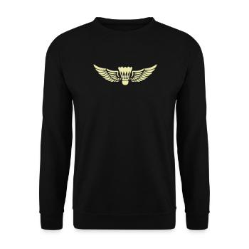 Flügel Badminton Emblem - Unisex Pullover - Schwarz - Vorne - Alina (178cm) & Michal (187cm)