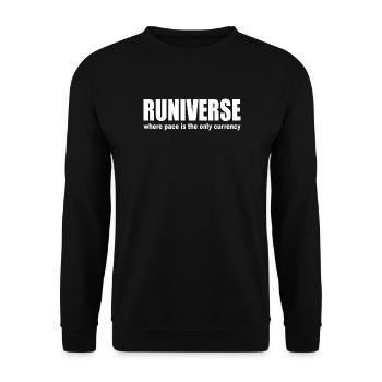 Runiverse Pace Is Currency Running is my Universe - Unisex Sweatshirt - black - Front - Alina (178cm) & Michal (187cm)