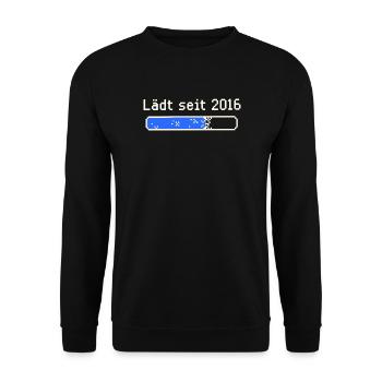 Lädt seit 2016 Pixelbar - Unisex Pullover - Schwarz - Vorne - Alina (178cm) & Michal (187cm)