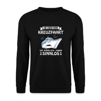 Kreuzfahrt Sprüche Kreuzfahrtschiff Anker Geschenk - Unisex Pullover - Schwarz - Vorne - Alina (178cm) & Michal (187cm)