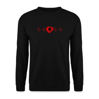 Albanien Herz EKG Herschlag Herzfrequenz Geschenk - Unisex Pullover - Schwarz - Vorne - Alina (178cm) & Michal (187cm)