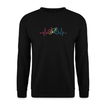 Herzschlag Rennrad Fahrrad Puls Heartbeat retro  - Unisex Pullover - Schwarz - Vorne - Alina (178cm) & Michal (187cm)