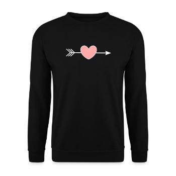 rosa Herz Pfeil Herzen Geschenk Valentinstag - Unisex Pullover - Schwarz - Vorne - Alina (178cm) & Michal (187cm)