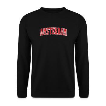 Lettrage Amsterdam Design rouge blanc - Sweat-shirt Unisexe - noir - Devant - Alina (178cm) & Michal (187cm)