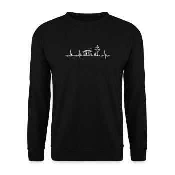 Kleingarten Freizeitgarten Gärtner Herzschlag - Unisex Pullover - Schwarz - Vorne - Alina (178cm) & Michal (187cm)