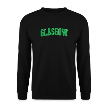 Glasgow College Stil Grüner Blockschrift - Unisex Pullover - Schwarz - Vorne - Alina (178cm) & Michal (187cm)