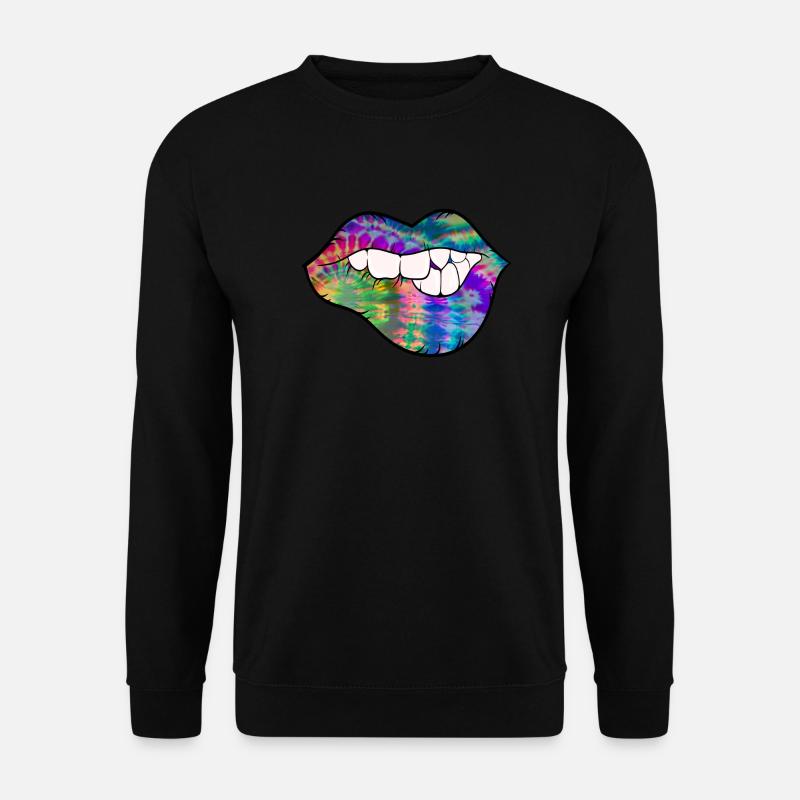 groovy tie dye biting lip - Unisex Sweatshirt - black
