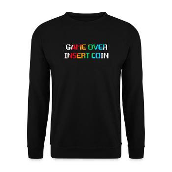 Game Over Insert Coin (dark) - Unisex Sweatshirt - black - Front - Alina (178cm) & Michal (187cm)