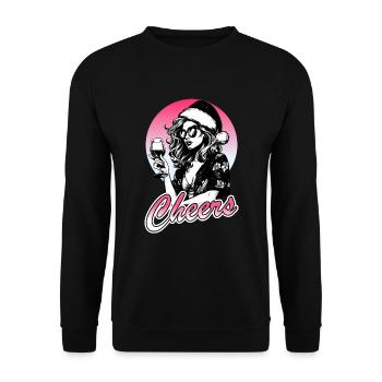 Christmas Party Woman Wine, Ugly Christmas, Santa - Unisex Sweatshirt - black - Front - Alina (178cm) & Michal (187cm)