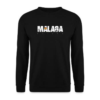 Malaga Distressed Text with Spain Flag - Unisex Sweatshirt - black - Front - Alina (178cm) & Michal (187cm)