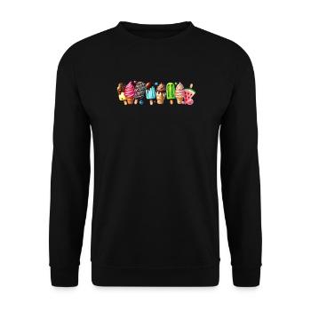 Einen süßen Touch mit diesen bunten Eis-Motiven - Unisex Pullover - Schwarz - Vorne - Alina (178cm) & Michal (187cm)