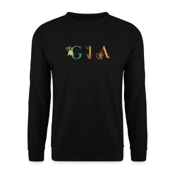 GIA Namenskunst mit gestickten Blumen - Unisex Pullover - Schwarz - Vorne - Alina (178cm) & Michal (187cm)