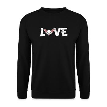Orientalisches Kurzhaar-Katzen-Liebes-Silhouetten-Porträt - Unisex Pullover - Schwarz - Vorne - Alina (178cm) & Michal (187cm)