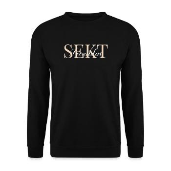 Sektfreundin cremefarben und weiß - Unisex Pullover - Schwarz - Vorne - Alina (178cm) & Michal (187cm)