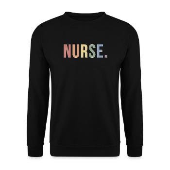 NURSE Soft Rainbow Typografie LGBTQ Pride Design - Unisex Pullover - Schwarz - Vorne - Alina (178cm) & Michal (187cm)