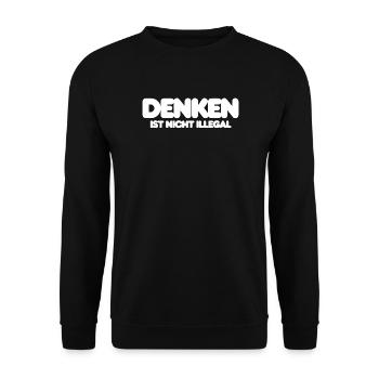 DENKEN IST NICHT ILLEGAL, WEISER IT SPRUCH - Unisex Pullover - Schwarz - Vorne - Alina (178cm) & Michal (187cm)
