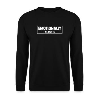 Emotionally Al Dente Typo Design - Unisex Sweatshirt - black - Front - Alina (178cm) & Michal (187cm)