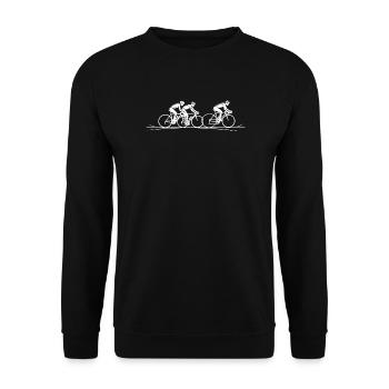 Radfahrer Skizze - Unisex Pullover - Schwarz - Vorne - Alina (178cm) & Michal (187cm)
