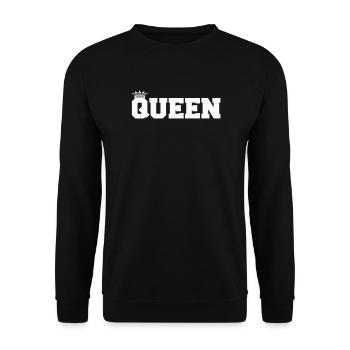 Königin Blockschrift mit Krone - Unisex Pullover - Schwarz - Vorne - Alina (178cm) & Michal (187cm)