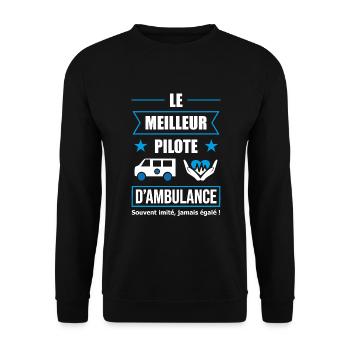 pilote d'ambulance | urgence secouriste secourisme - Sweat-shirt Unisexe - noir - Devant - Alina (178cm) & Michal (187cm)