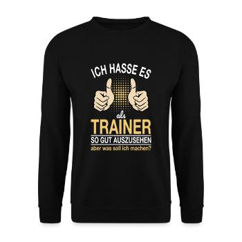 Trainer Spruch - Unisex Pullover - Schwarz - Vorne - Alina (178cm) & Michal (187cm)