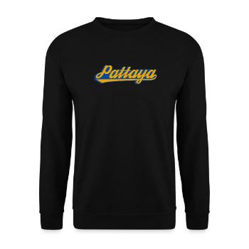 Pattaya Retro Schriftzug - Unisex Pullover - Schwarz - Vorne - Alina (178cm) & Michal (187cm)