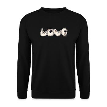 Schaf LOVE Yoga - Unisex Pullover - Schwarz - Vorne - Alina (178cm) & Michal (187cm)