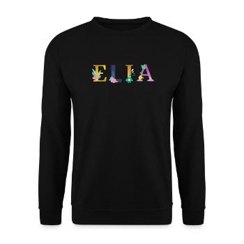 ELIA Name Adorned with Flowers - Unisex Sweatshirt - black - Front - Alina (178cm) & Michal (187cm)