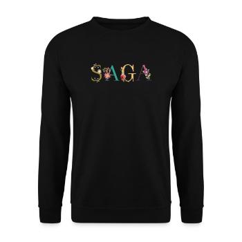 SAGA name decorated with flowers - Unisex Sweatshirt - black - Front - Alina (178cm) & Michal (187cm)