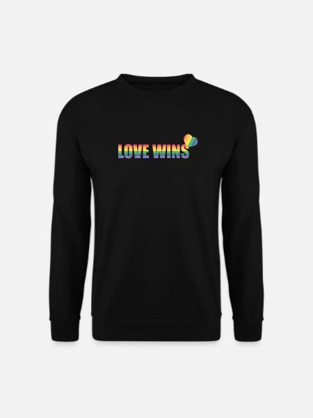 Bunter Regenbogen Herz mit Liebesbotschaft - Unisex Pullover - Schwarz