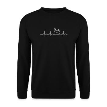 Minimalistisches Pudel Herzschlag Hundeliebhaber Geschenk - Unisex Pullover - Schwarz - Vorne - Alina (178cm) & Michal (187cm)