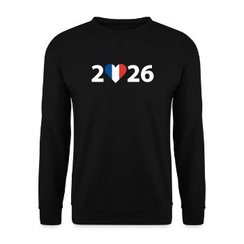 J’aime la France 2026, vacances en France 2026 - Sweat-shirt Unisexe - noir - Devant - Alina (178cm) & Michal (187cm)