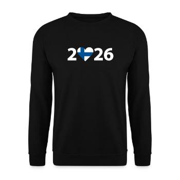 J’aime Finlande 2026, Finlande 2026 - Sweat-shirt Unisexe - noir - Devant - Alina (178cm) & Michal (187cm)
