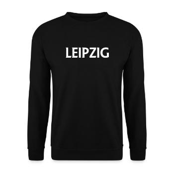 Leipzig – Deutschland Textdesign - Unisex Pullover - Schwarz - Vorne - Alina (178cm) & Michal (187cm)