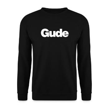 Gude – Urbaner Gruß im Klartext - Unisex Pullover - Schwarz - Vorne - Alina (178cm) & Michal (187cm)