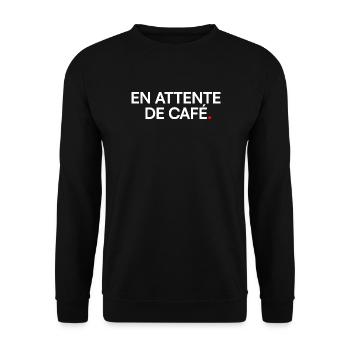 Ich warte auf den Kaffee-Humor-Morgen - Unisex Pullover - Schwarz - Vorne - Alina (178cm) & Michal (187cm)