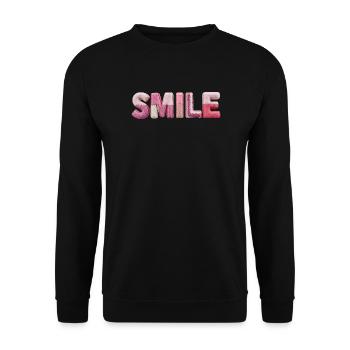 Plush Smile Lettering Patchwork Trend - Unisex Sweatshirt - black - Front - Alina (178cm) & Michal (187cm)