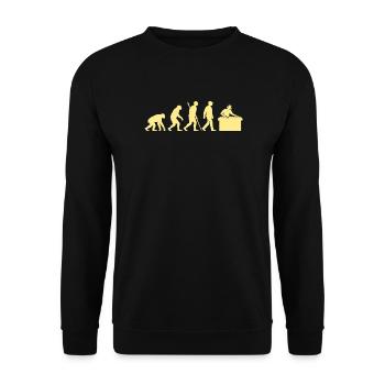 Evolution zum Arbeitsplatz-DJ - Unisex Pullover - Schwarz - Vorne - Alina (178cm) & Michal (187cm)