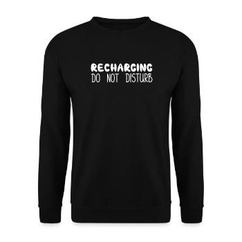 Recharging Do Not Disturb, White - Unisex Sweatshirt - black - Front - Alina (178cm) & Michal (187cm)