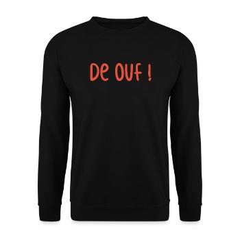 Crée ta phrase ... de ouf! typographie rouge - Sweat-shirt Unisexe - noir - Devant - Alina (178cm) & Michal (187cm)