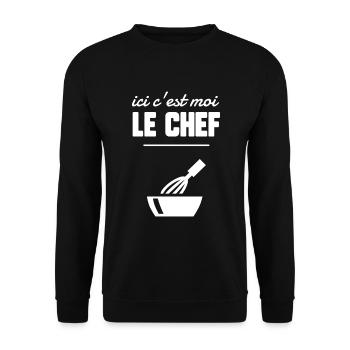 Ici c’est moi le chef - Sweat-shirt Unisexe - noir - Devant - Alina (178cm) & Michal (187cm)